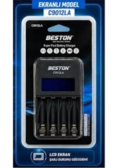 Beston C9012la 4'lü Aa/aaa Pil Şarj Aleti Dijital Ekranlı Süper Hızlı Şarj Cihazı