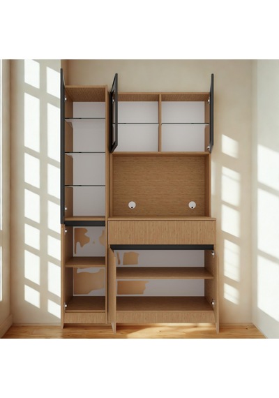 Nordıc Wood Led Li Kahve Köşesi Ünitesi Sol Vitrinli Füme Cam Komple Mdf Modern Mutfak Dolabı Kahverengi Nordıc Wood Led Li Kahve Köşesi Ünitesi Sol Vitrinli Füme Cam Komple Mdf Modern Mutfak Dolabı Kahverengi