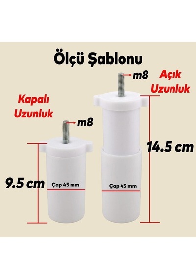 Gizli Mobilya Kanepe Sehpa Tv Ünitesi Koltuk Orta Destek Ayağı Ayarlanabilir 9.5 Cm Beyaz Baza Ayak Diğer