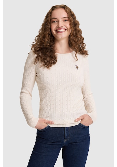 U.S. Polo Assn. Kadın Krem Melanj Basic Kazak 50331602 Vr159