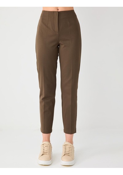 Jimmy Key Bronz Haki Normal Paça Yüksek Bel Örme Pantolon 5ww185670154