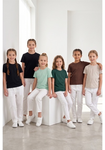 Kiagu Kız Erkek Çocuk Basic Tişört 6'lı Set Pamuklu Kısa Kollu Çocuk Tişört 2-13 Yaş T-shirt Çocuk Unisex 6'lı Kısa Kol Basic Tişört Seti 2-13 Yaş Pamuklu Penye 6'lı Set3 - 901092358 6'lı Set3