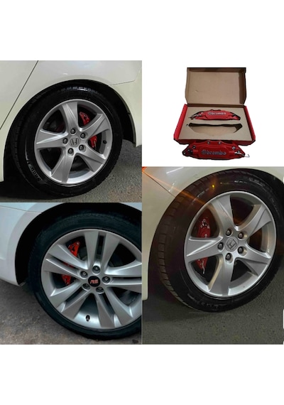 Brembo Metal Fren Kaliper Kapağı Kabartma Yazılı Jant Braketi 2li Set Kırmızı