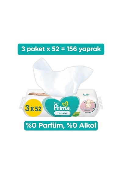 Prima Islak Havlu Mendil Hassas Ciltler İçin 9lu Set 468 Yaprak 9'lu Set