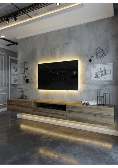 Resital Ledli Duvara Monte Tv Sehpası - Ceviz - W6016-2 Ceviz