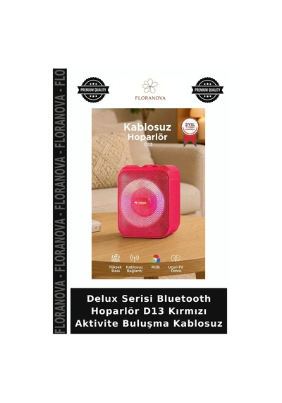 Delux Serisi Bluetooth Hoparlör D13 Kırmızı Aktivite Buluşma Kablosuz