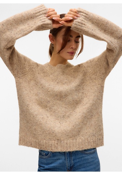 Vero Moda Bej Kadın Bisiklet Yaka Kazak Vmıngrıd Ls O-neck Pullover Boo Krem