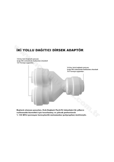 Su Arıtma Sistemleri için Hortum Dağıtıcı Y Dirsek Adaptör