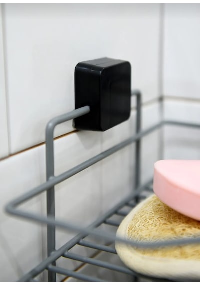 Ömür Boyu Paslanmaz Yapışkanlı Banyo Köşeliği 3 Katlı Gri Çok Renkli