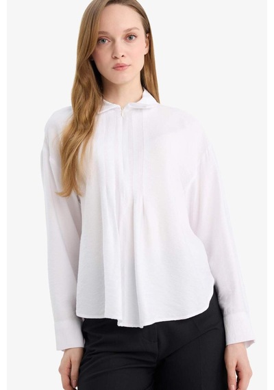 Defacto Relax Fit Gömlek Yaka Uzun Kollu Gömlek G9136ax26spwt32 Beyaz-wt32