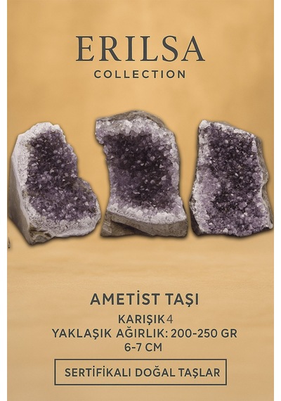 Sertifikalı Ametist Taşı Kütlesi 200-250 Gr Doğal Ham Kristal Ş 93622091