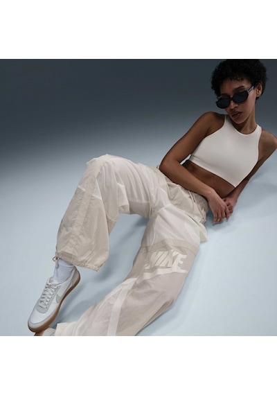 Nike Sportswear Street Woven Open-hem Oversıze Kadın Eşofman Altı-sportxstore Krem