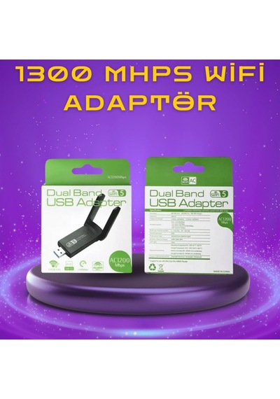 1200 Mbps Çift Bant Usb Wifi Adaptör Geniş Uyumluluklu Yüksek Hızlı Kablosuz Ağ Bağlantısı