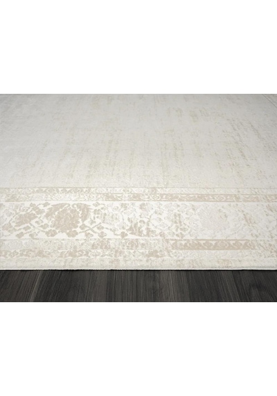 Elegance Eg002a Gri Halı Bej Detaylı Çerçeveli Modern Viskon Doğal Iplik Bambu Halı Tozu Az-55 Bej-beyaz