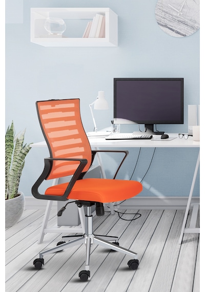 Capri Fileli Metal Ayaklı Ev Ofis Koltuğu Çalışma Koltuğu Turuncu Capri Fileli Metal Ayaklı Ev Ofis Koltuğu Çalışma Koltuğu Turuncu