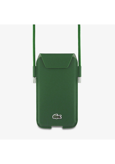 Lacoste Lisanslı Çapraz Vücut Askılı Pu Pike Desenli 6.7 İnç'e Kadar Universal Kılıf Yeşil