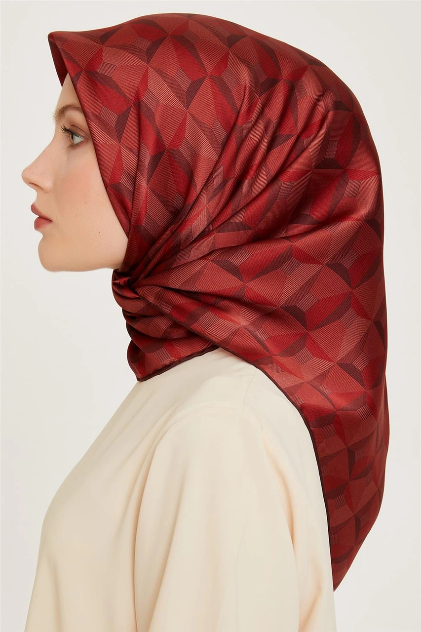 Armine Klasik Desenli Twill Saf İpek Eşarp 9204d 56 Çok Renkli