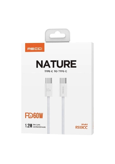 Recci RS13CC Nature Serisi 60 W Hızlı Şarj Özellikli 1.2 M Şarj Kablosu