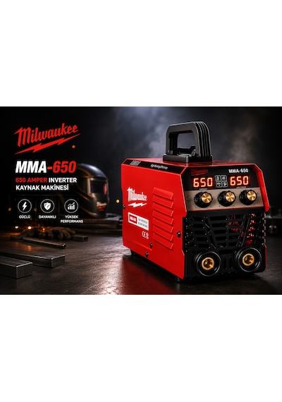 650 Amper İnverter Kaynak Makinesi 2 Dijital Göstergeli 7/24 Kullanım Full Set Maske+kablo+çekiç