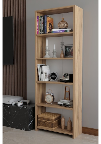 Alpa Ev Mobilya 5 Raflı Kitaplık, Modern Çok Amaçlı Ahşap Ofis, Salon Ve Mutfak Raf Dolabı Atlantik Çam Alpa Ev Mobilya 5 Raflı Kitaplık, Modern Çok Amaçlı Ahşap Ofis, Salon Ve Mutfak Raf Dolabı Atlantik Çam