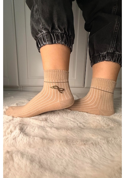 Ozzy Socks 3 Çift Kadın Taş Detaylı Dikişsiz & Takviyeli Patik Çorap Turkuaz