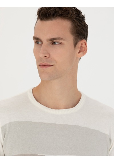 Pierre Cardin Erkek Ekru Triko Kazak 50278105-vr019 Ekru