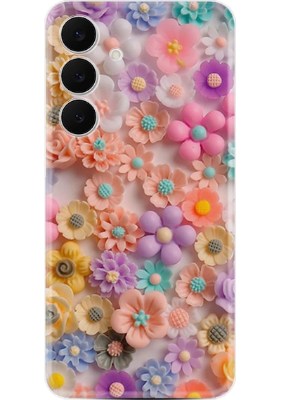 Samsung Galaxy Uyumlu S25 Fe Kılıf Boutique Baskılı Resimli Rengarenk Papatyalar Pcode -060