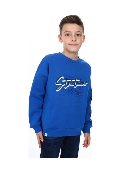 Toontoy Kids Toontoy Erkek Çocuk Oversize Bisiklet Yaka Düşük Omuz Baskılı Sweatshirt - 2 İplik Saks Toontoy Kids Toontoy Erkek Çocuk Oversize Bisiklet Yaka Düşük Omuz Baskılı Sweatshirt - 2 İplik Saks