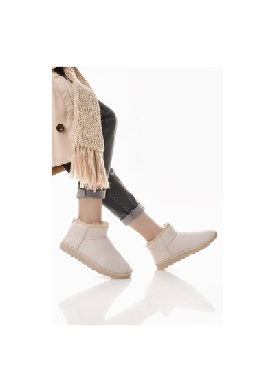 Nesilshoes Nesil Shoes Ypr 7391 Bej Süet İçi Kürklü Su İtici Kadın Bot Bej-süet