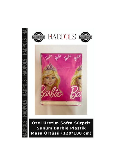 Özel Üretim Sofra Sürpriz Sunum Barbie Plastik Masa Örtüsü 120 180 Cm Çok Renkli