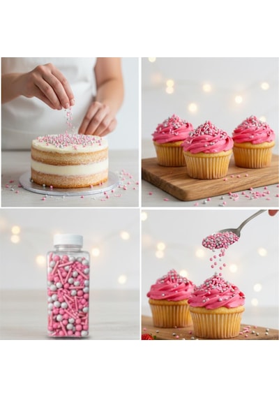 Dekoratif Şeker Pembe 250 G Pasta, Cupcake Ve Tatlı Süslemeleri İçin Dekoratif Şeker