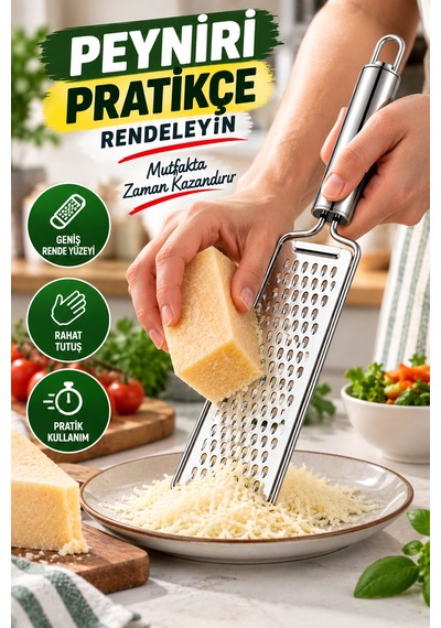 Paslanmaz Çelik El Rendesi Peynir Sebze Çikolata Limon Zencefil Rendesi Askılı Mutfak Gereci El Tipi Gümüş