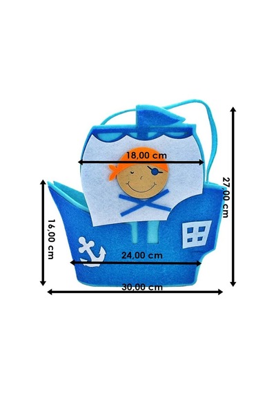 Keçe Korsan Sepet - 30 Cm Çok Renkli