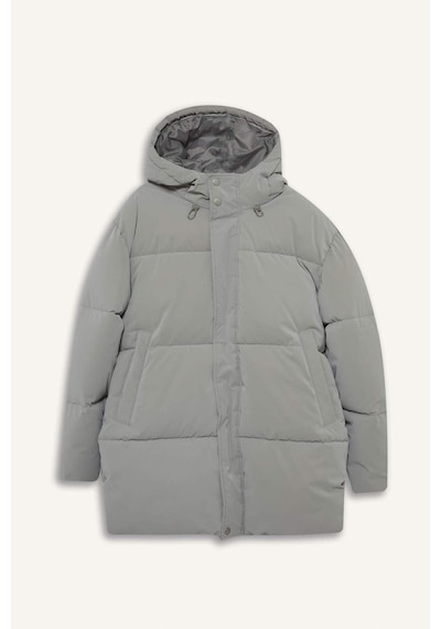 Defacto Su İtici Regular Fit Kapüşonlu Cepli Astarlı Rüzgar Geçirmez Fermuarlı Parka F0431ax25wngr454 Gri-gr454