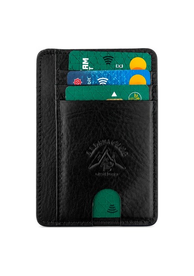 Alphaclub Bag Unisex Siyah Hakiki Deri Çok Bölmeli İnce Cüzdan Ve Kartlık