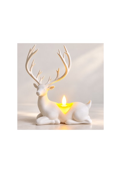 Geyik Biblo Mumluk Led Tealight Mumlu Dekoratif Masa Ve Ev Süsü, 18 Cm - Yeşil Açık 07669224