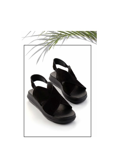 Bambi Siyah Leather Kadın Sandalet K05379071402 Siyah