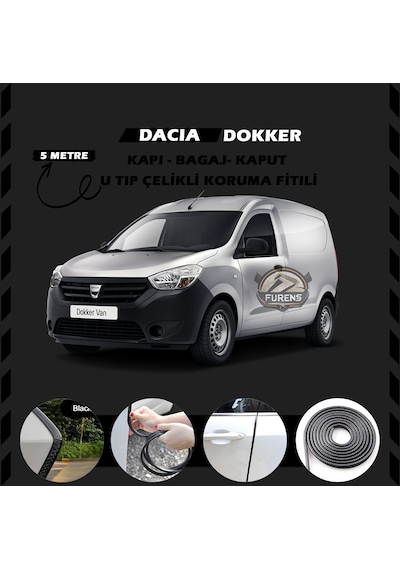 Dacia Dokker Oto Araç Kapı Koruma Fitili 5metre Parlak Siyah Renk