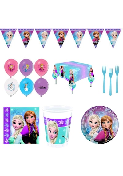 Frozen Karlar Ülkesi Elsa Doğum Günü Parti Malzemeleri Seti Süsle +3