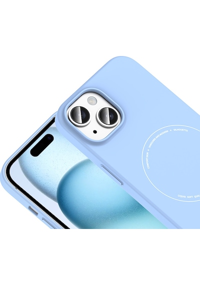 Maks Technology iPhone Uyumlu 15 Kılıf M-safe Şarj Özellikli Kamera Korumalı Mkst Elio Sert Pc Kapak - Açık Mavi