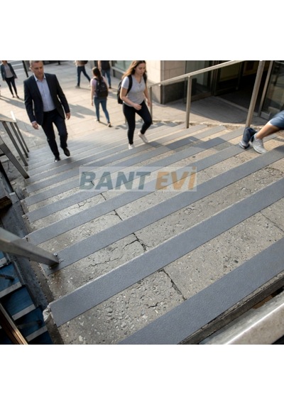 Gri Merdiven Kaydırmaz Bant 5cmx25m Gri Renk Zemin Kaymaz Bandı