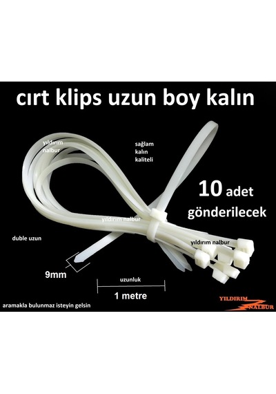 10 ADET CIRT KLİPS 90x100CM KABLO KELEPÇESİ PLASTİK CIRT KELEPÇE