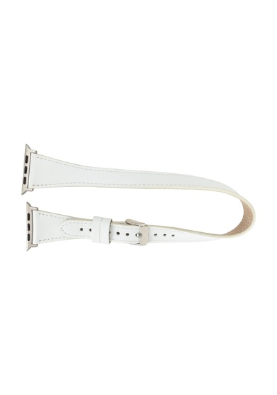 Alpıne Slim Double Tour Ivory White Hakiki Deri Apple Uyumlu Watch Kordonu - 44/45/46/49mm