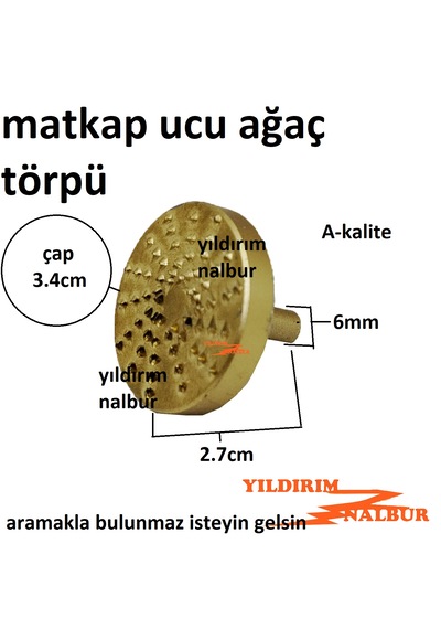 Matkap Ucu Ağaç Törpüsü 3,4cm Pimli Disk Tipi Ahşap Törpü Kafa Avuç Taşlama