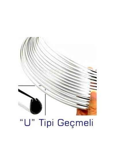 1 Metre U Tipi Krom Nikelaj Elkamet Şerit, 7 Mm, Kendinden Yapışkanlı