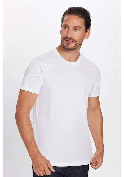 Tudors Unisex 3'lü Paket Siyah-beyaz-k. Gri Slim Fit Dar Kesim %100 Pamuk Bisiklet Yaka Tişört-33122 Multi