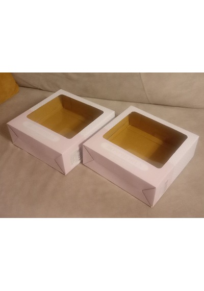 2 Adet Pencereli Hediye Kutusu,şeffaf Pvc Pencereli Pembe Renkli 22x22x7,5
