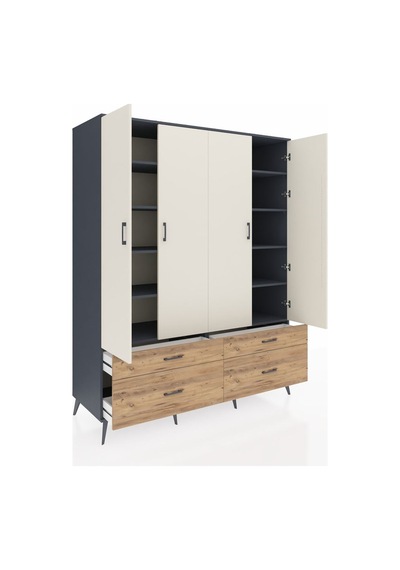 Kronos Gardrop 10 Raflı 4 Çekmeceli 4 Kapaklı 176x59x221 Antrasit-aytaşı/çam Aytaşı/çam Kronos Gardrop 10 Raflı 4 Çekmeceli 4 Kapaklı 176x59x221 Antrasit-aytaşı/çam Aytaşı/çam