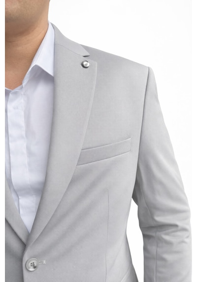 Plus Scorpion Slim Fit Pike Dokuma Erkek Blazer Ceket Modern Şık Günlük Kombin Gri