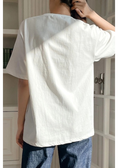 Startmore Beyaz Zerobaskılı Oversize T-shirt